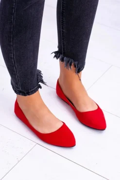 New Boto Delikatne Baleriny W Szpic Zamszowe Czerwone Dermeno