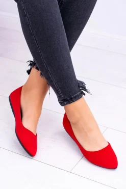 New Boto Delikatne Baleriny W Szpic Zamszowe Czerwone Dermeno