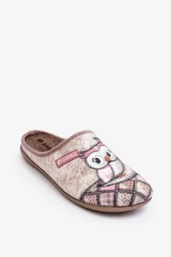 INBLU Domowe Klapki Klapki Sowa GF000018 Beżowe