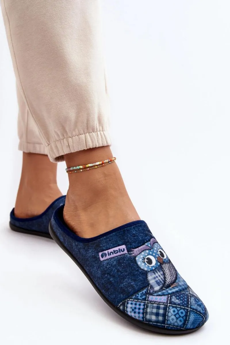 Sale INBLU Domowe Klapki Klapki Sowa GF000018 Granatowe