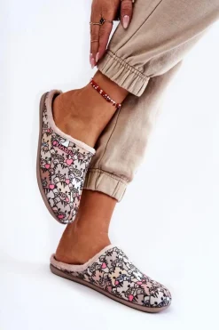 Sale INBLU Domowe Klapki Papcie W Koty GF-12-011 Beżowe