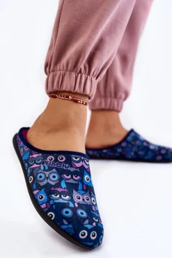 Best Domowe Klapki Papcie W Koty GF-12-004 Granatowe Damskie Kapcie Klasyczne|Klapki Damskie Klasyczne