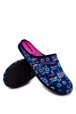 Best Domowe Klapki Papcie W Koty GF-12-004 Granatowe Damskie Kapcie Klasyczne|Klapki Damskie Klasyczne