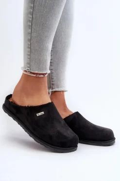 Kapcie Klasyczne|Klapki Damskie Klasyczne>INBLU Domowe Ocieplane Klapki Papcie CS-34-014 Czarne