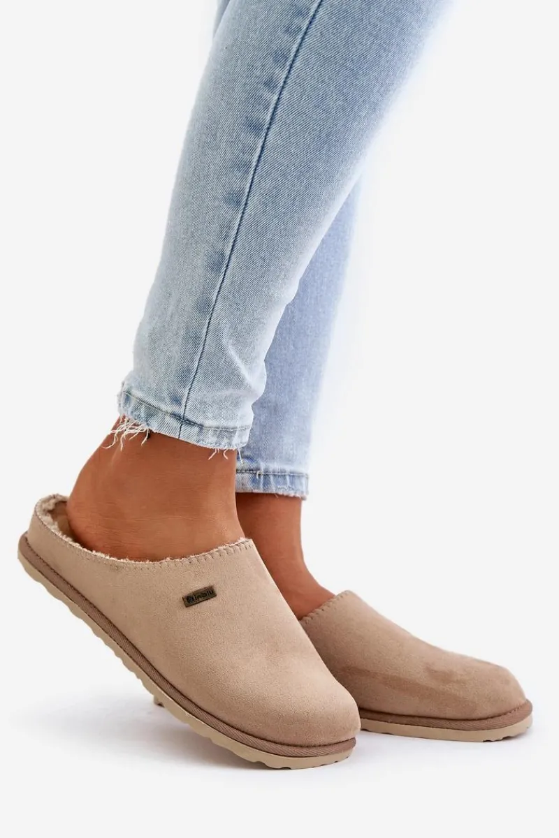 Sale INBLU Domowe Ocieplane Klapki Papcie CS-34-011 Beżowe