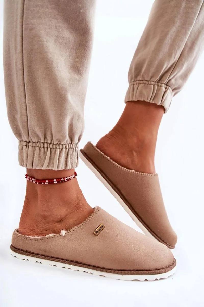 Sale INBLU Domowe Ocieplane Klapki Papcie CS-34-011 Beżowe