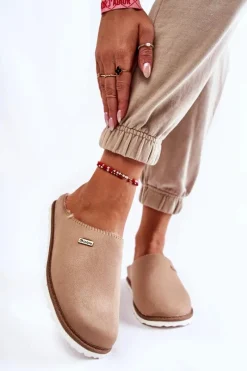 Sale INBLU Domowe Ocieplane Klapki Papcie CS-34-011 Beżowe