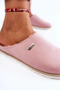 Online Domowe Ocieplane Klapki Papcie CS-34-023 Różowe Damskie Kapcie Klasyczne|Klapki Damskie Klasyczne