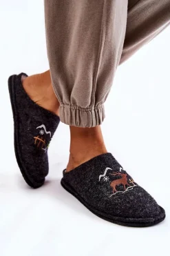 New Big Star Shoes Domowe Papcie Big Star KK276018 Czarno-Beżowe