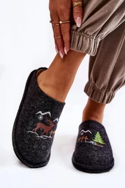 New Big Star Shoes Domowe Papcie Big Star KK276018 Czarno-Beżowe