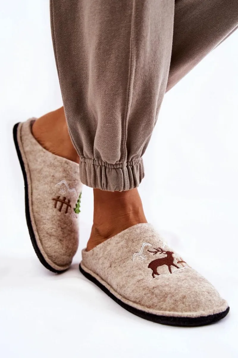 Kapcie Klasyczne>Big Star Shoes Domowe Papcie Big Star KK276016 Beżowe Beżowy