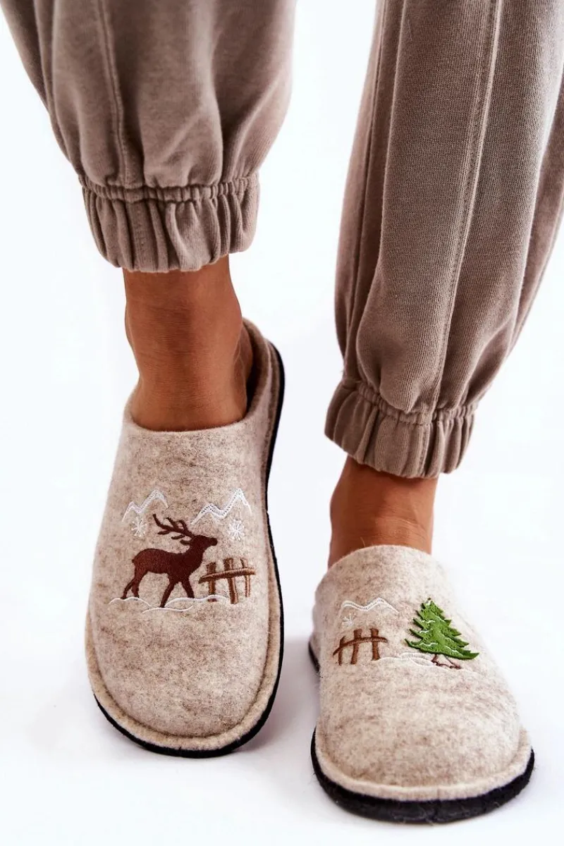 Kapcie Klasyczne>Big Star Shoes Domowe Papcie Big Star KK276016 Beżowe Beżowy