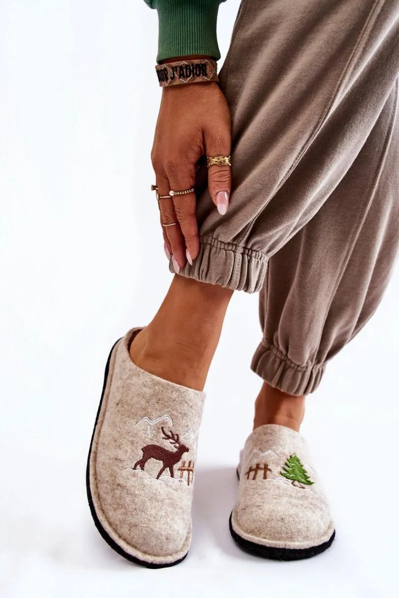 Kapcie Klasyczne>Big Star Shoes Domowe Papcie Big Star KK276016 Beżowe Beżowy