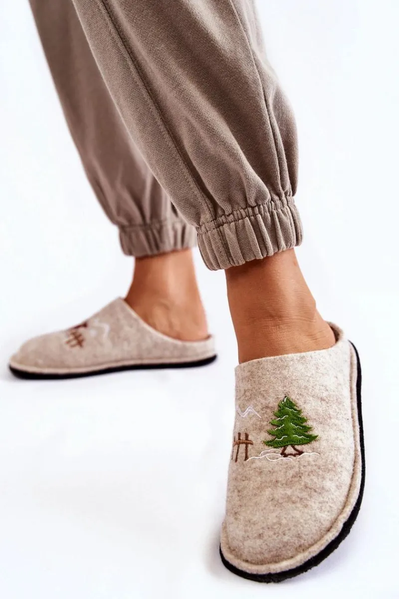 Kapcie Klasyczne>Big Star Shoes Domowe Papcie Big Star KK276016 Beżowe Beżowy