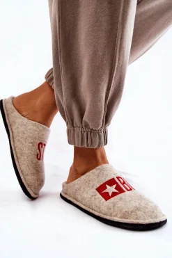 New Big Star Shoes Domowe Papcie Big Star KK276021 Beżowe Beżowy