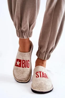 New Big Star Shoes Domowe Papcie Big Star KK276021 Beżowe Beżowy