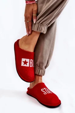 Domowe Papcie Big Star KK276022 Czerwone Damskie Kapcie Klasyczne