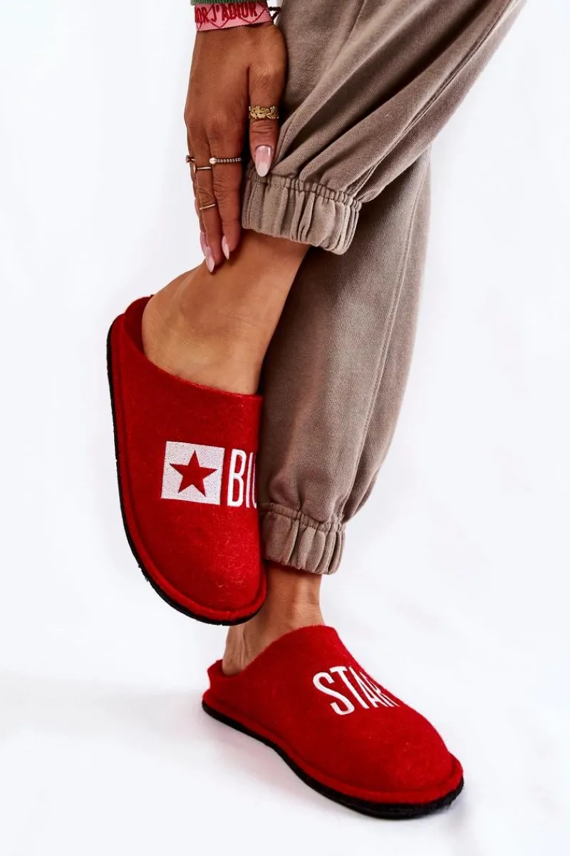 Domowe Papcie Big Star KK276022 Czerwone Damskie Kapcie Klasyczne