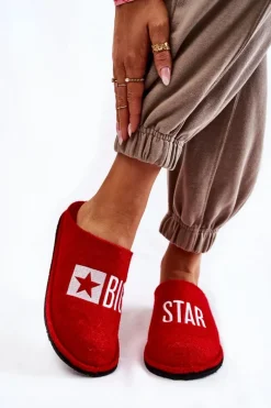 Domowe Papcie Big Star KK276022 Czerwone Damskie Kapcie Klasyczne