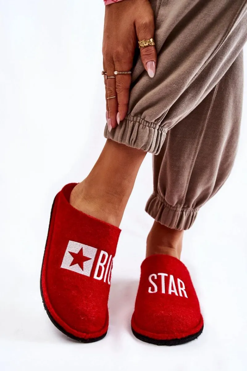 Domowe Papcie Big Star KK276022 Czerwone Damskie Kapcie Klasyczne