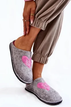 Kapcie Klasyczne>Big Star Shoes Domowe Papcie Big Star KK276020 Szaro-Różowe