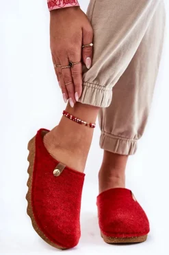 Online Domowe Papcie Klapki Profilaktyczne DK-08-075 Czerwone Damskie Kapcie Klasyczne|Klapki Damskie Klasyczne