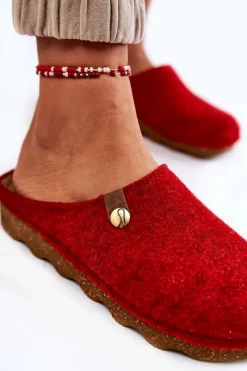 Online Domowe Papcie Klapki Profilaktyczne DK-08-075 Czerwone Damskie Kapcie Klasyczne|Klapki Damskie Klasyczne