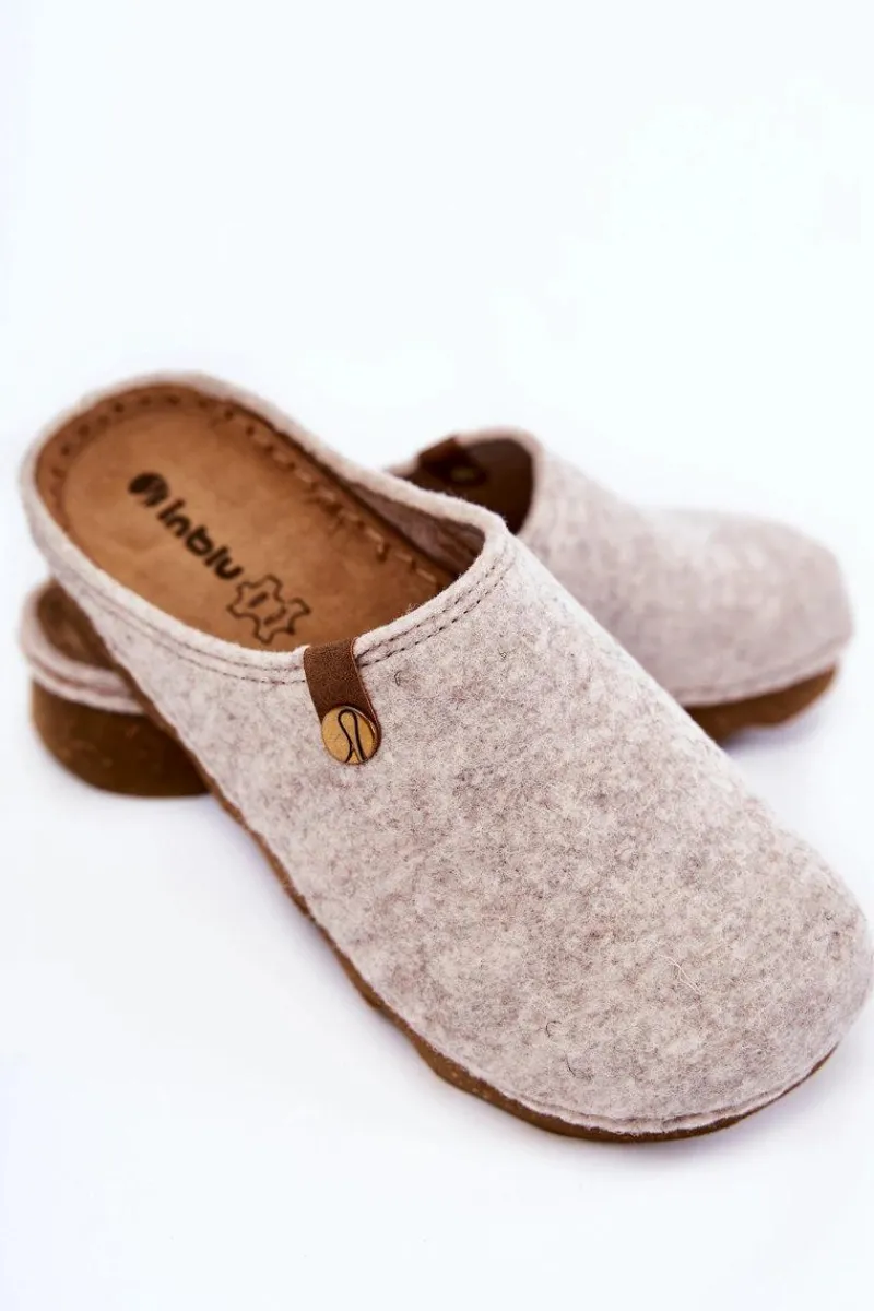 Online Domowe Papcie Klapki Profilaktyczne DK-08-002 Beżowe Damskie Kapcie Klasyczne|Klapki Damskie Klasyczne