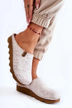 Online Domowe Papcie Klapki Profilaktyczne DK-08-002 Beżowe Damskie Kapcie Klasyczne|Klapki Damskie Klasyczne