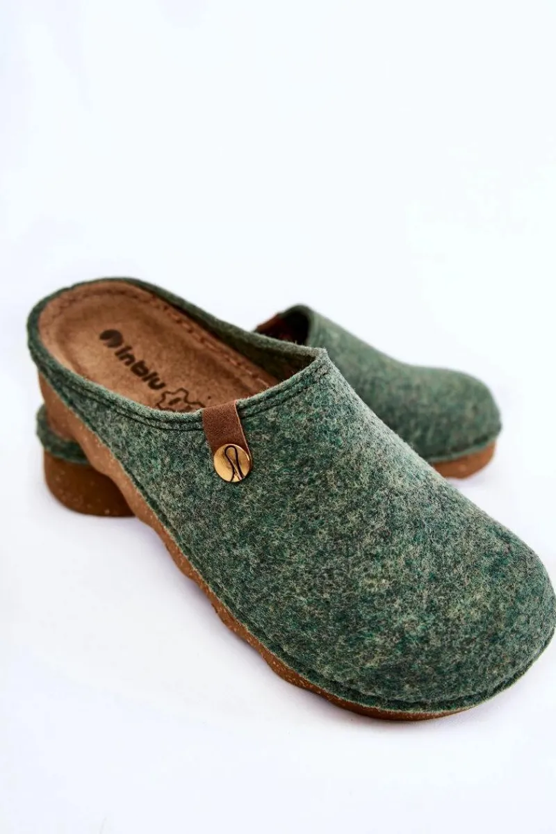 Kapcie Klasyczne|Klapki Damskie Klasyczne>INBLU Domowe Papcie Klapki Profilaktyczne DK-08-007 Zielone