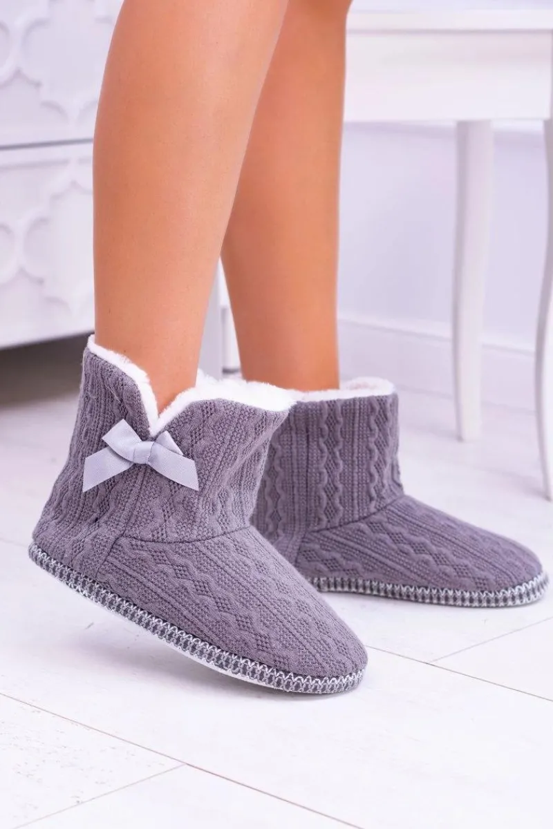 Sale Buty damskie Vinceza Domowe Szare Damskie Ocieplane Botki Papcie Duffy