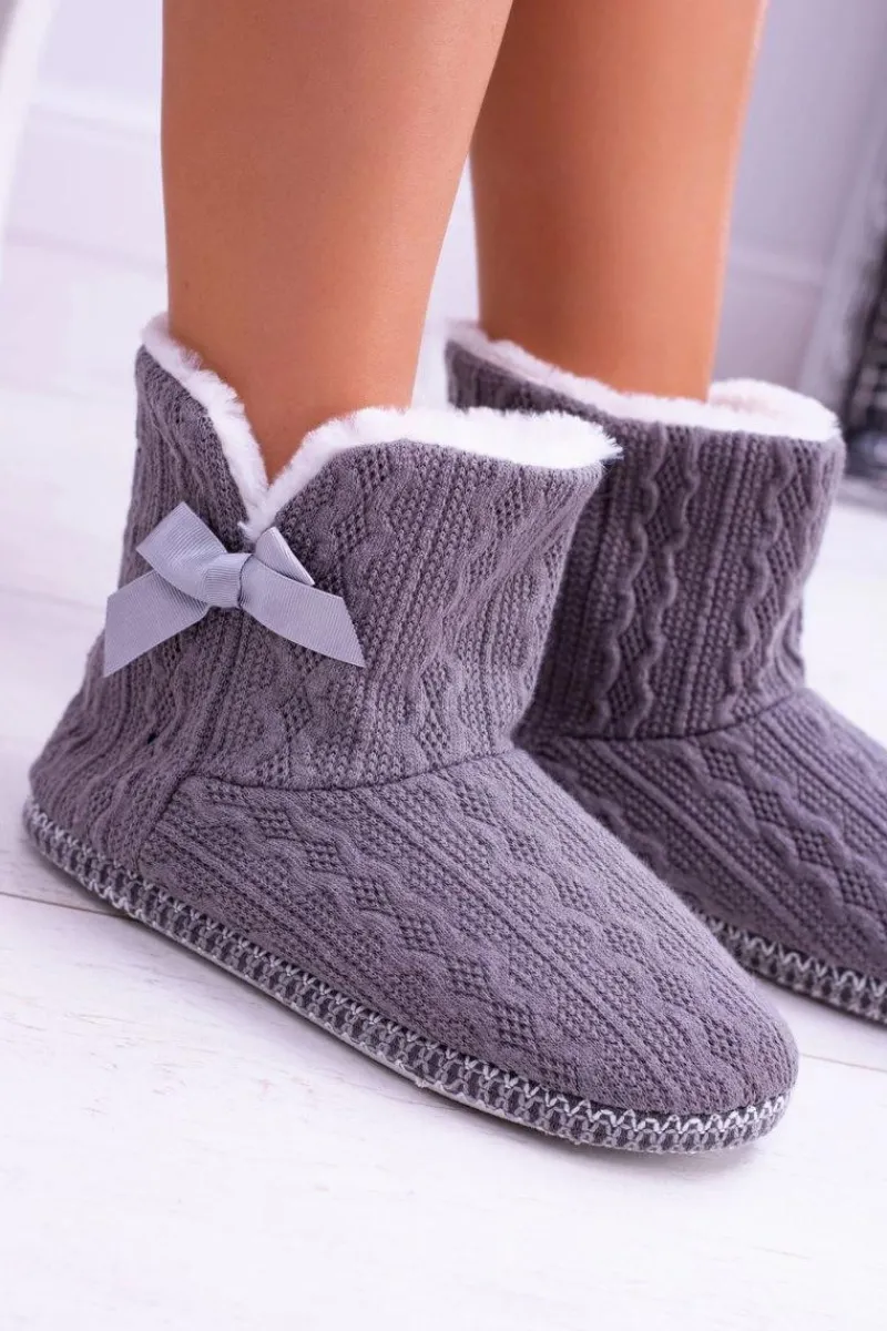 Sale Buty damskie Vinceza Domowe Szare Damskie Ocieplane Botki Papcie Duffy