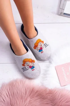 Kapcie Klasyczne>Boto Dreex Pluszowe Damskie Papcie Piękna Młoda Skromna