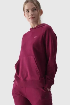 Dresowa Bluza Damska Z Kapturem Nierozpinana WMM00TSWSF1468-51S Fioletowa Damskie Bluzy Damskie|Odzież 4F