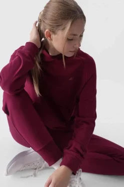 Dresowa Bluza Damska Z Kapturem Nierozpinana WMM00TSWSF1468-51S Fioletowa Damskie Bluzy Damskie|Odzież 4F