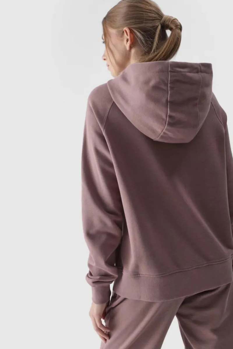 Discount Dresowa Bluza Damska Z Kapturem Nierozpinana WMM00TSWSF1468-83S Beżowa Damskie Bluzy Damskie|Odzież 4F