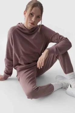 Discount Dresowa Bluza Damska Z Kapturem Nierozpinana WMM00TSWSF1468-83S Beżowa Damskie Bluzy Damskie|Odzież 4F