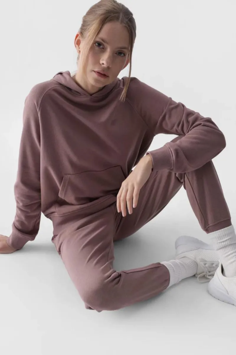 Discount Dresowa Bluza Damska Z Kapturem Nierozpinana WMM00TSWSF1468-83S Beżowa Damskie Bluzy Damskie|Odzież 4F