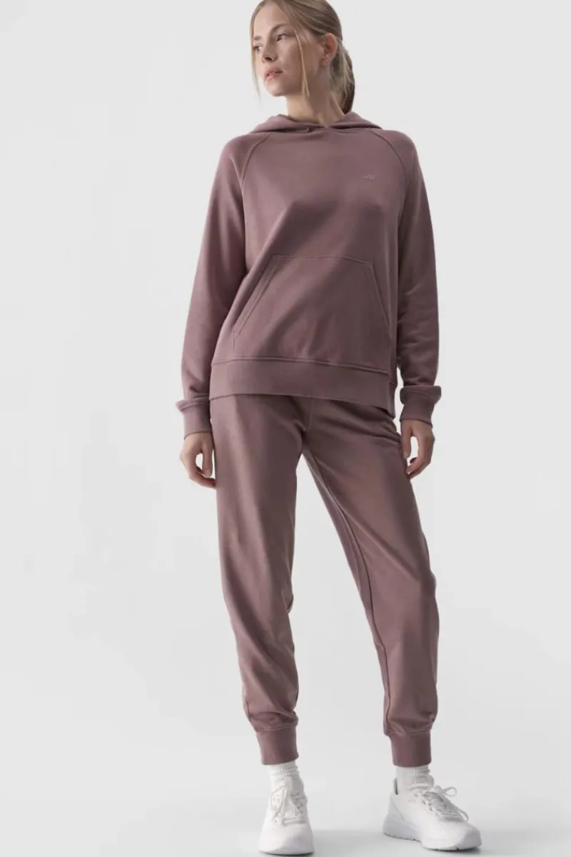 Discount Dresowa Bluza Damska Z Kapturem Nierozpinana WMM00TSWSF1468-83S Beżowa Damskie Bluzy Damskie|Odzież 4F