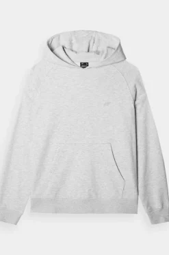 Online 4F Dresowa Bluza Damska Z Kapturem Nierozpinana WMM00TSWSF1468-27M Szara Szary