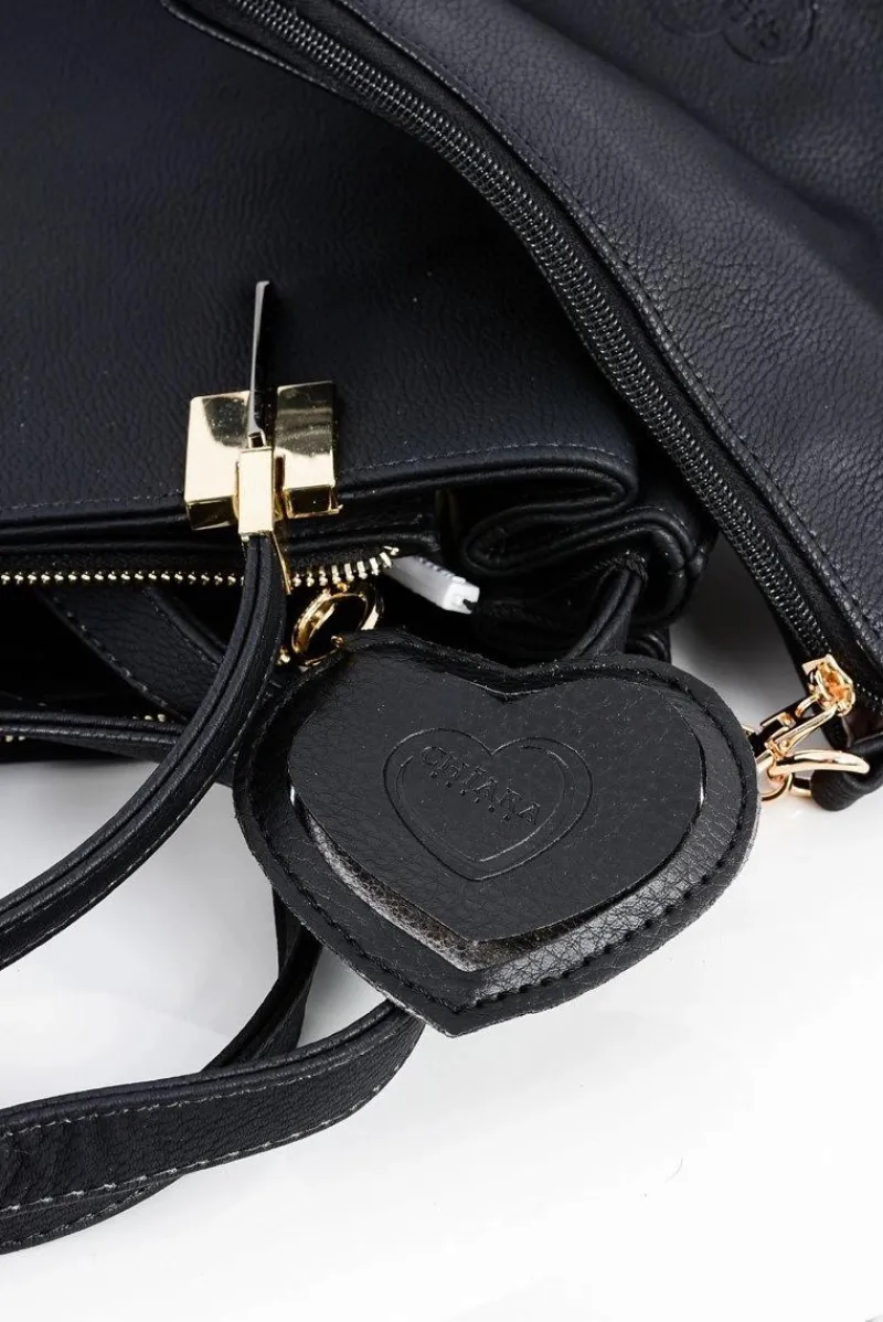 Hot Duża Czarna Torba Damska + Saszetka + Lustereczko POLSKA Torebki Nobo|Torebki Kuferki