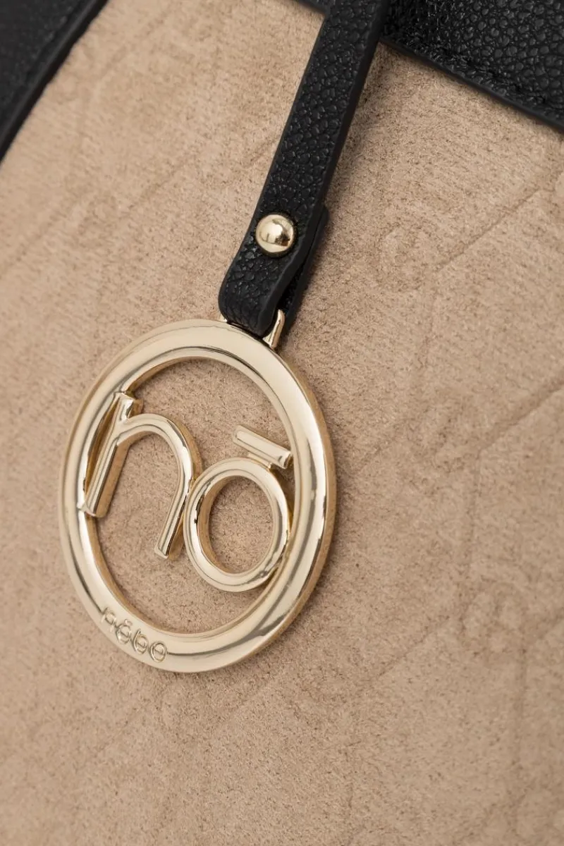 Outlet Duża Klasyczna Torebka R1710-C015 Beżowo-Czarna Torebki Nobo|Torebki Klasyczne