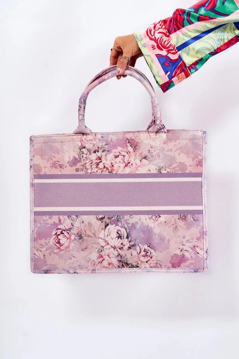 Clearance Duża Klasyczna Torebka W Print Różowo-Fioletowa Micola Torebki Klasyczne