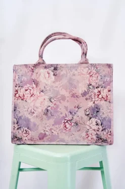 Clearance Duża Klasyczna Torebka W Print Różowo-Fioletowa Micola Torebki Klasyczne