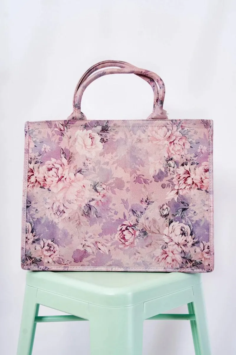 Clearance Duża Klasyczna Torebka W Print Różowo-Fioletowa Micola Torebki Klasyczne