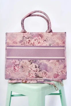 Clearance Duża Klasyczna Torebka W Print Różowo-Fioletowa Micola Torebki Klasyczne