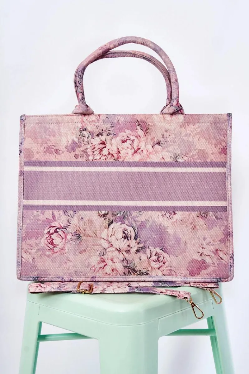 Clearance Duża Klasyczna Torebka W Print Różowo-Fioletowa Micola Torebki Klasyczne