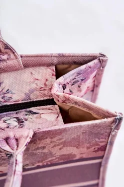 Clearance Duża Klasyczna Torebka W Print Różowo-Fioletowa Micola Torebki Klasyczne