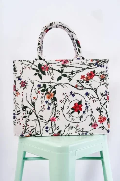 Discount Boto Duża Klasyczna Torebka W Print Biało-Pomarańczowa Micola