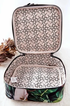 Clearance Duża Kosmetyczka Liście L0020-CM08 Czarna Damskie Kosmetyczki Damskie